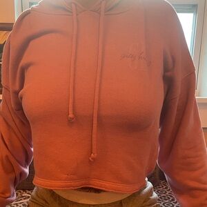 Gilly Hicks by Hollister magenta colored cropped sweatshirt (with hood)